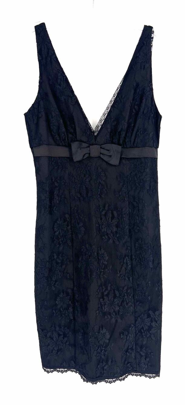 Forever Size M ? Black Floral Lace Bow(s) Vintage Dress